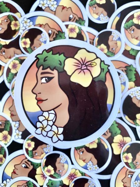Glossy Hula Girl Sticker 1.5 Inches picture