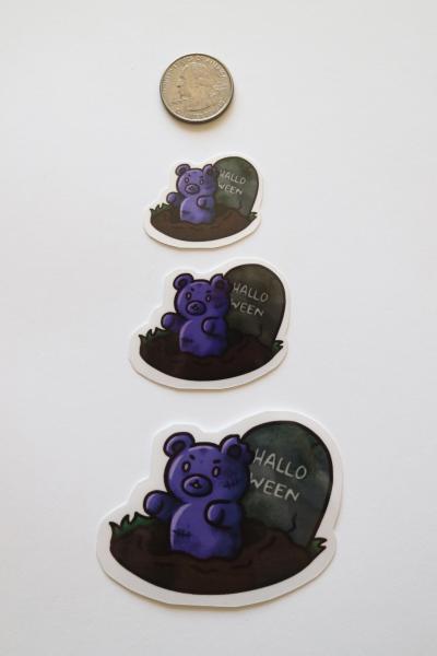 Glossy Gummy Bear Zombie Sticker 1.5 Inches picture