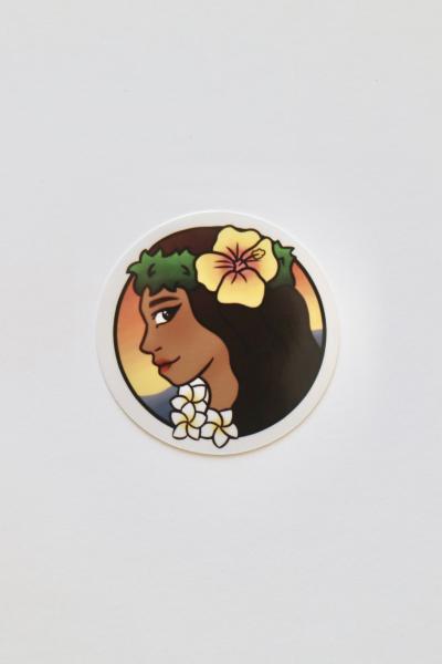 Glossy Hula Girl Sticker 1.5 Inches picture