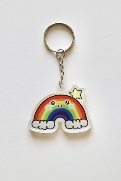 Rainbow Single Sided Acrylic Charm Key Chain