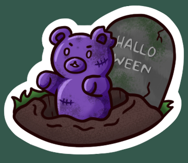 Glossy Gummy Bear Zombie Sticker 1.5 Inches