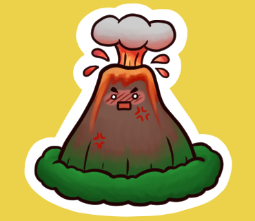 Glossy Volcano Sticker 1.5 Inches