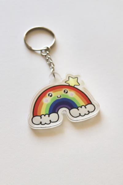 Rainbow Single Sided Acrylic Charm Key Chain picture