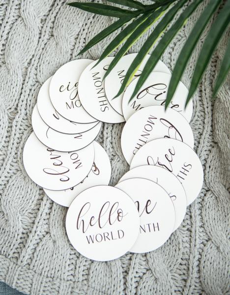 Black + White Wooden Monthly Photo Markers for Baby picture