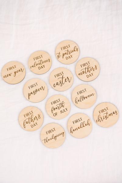 Baby's First Holiday Markers | Milestone Wood Photo Prop picture