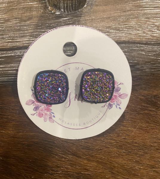 Holographic Square Studded Earrings picture