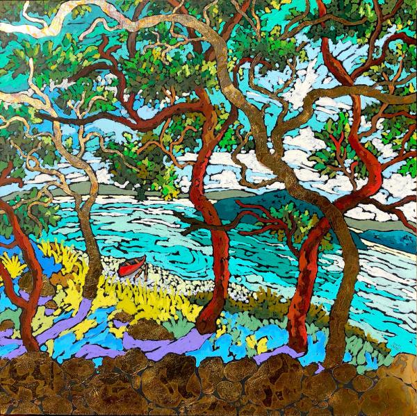 24x24 ORIGINAL on PANEL - Coastal Viewpoint