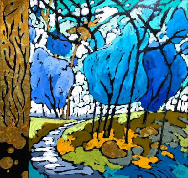 12x12 ORIGINAL on PANEL - Azure Wandering