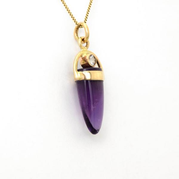 Natural Handmade Amethyst in14K Solid Gold with the Twinkle of White Topaz picture