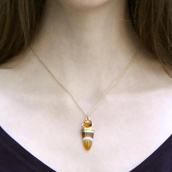 Scrumptious Agate And Citrine Handmade & 14K picture