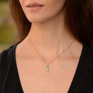 Glowing Australian Opal Necklace Backed With 14K picture
