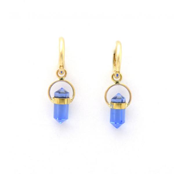 Brilliant Siberian Blue Quartz Crystal Hoop Earrings in 14k Gold