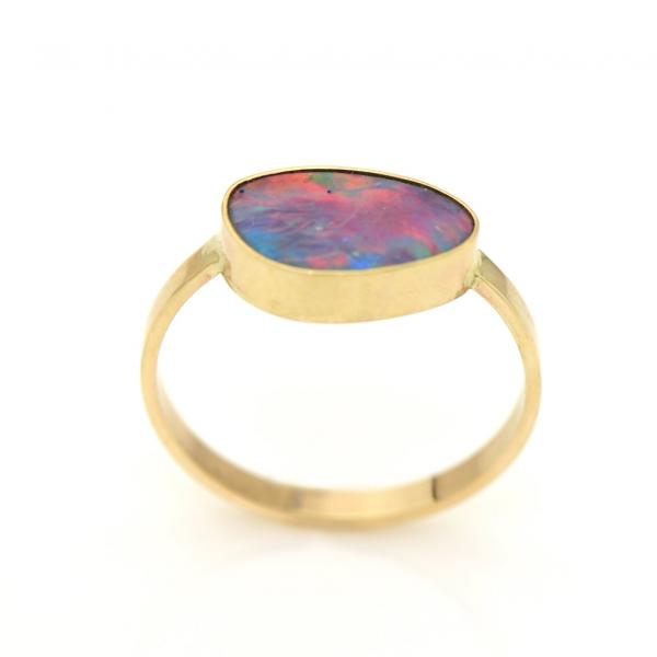 Incredible Australian Opal Ring Full of Rainbow Colors 14k