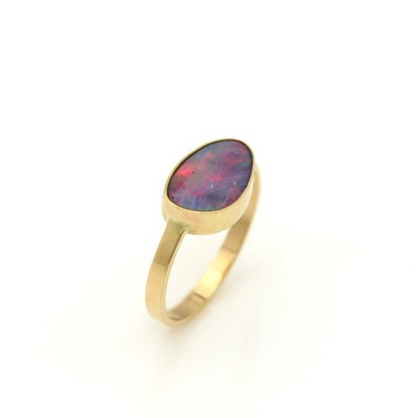 Incredible Australian Opal Ring Full of Rainbow Colors 14k picture