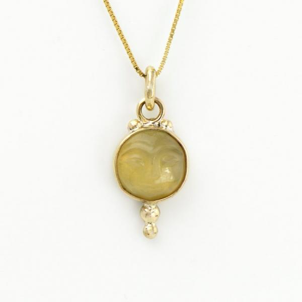 Buddha Moonstone Meditation Pendant 14k Gold