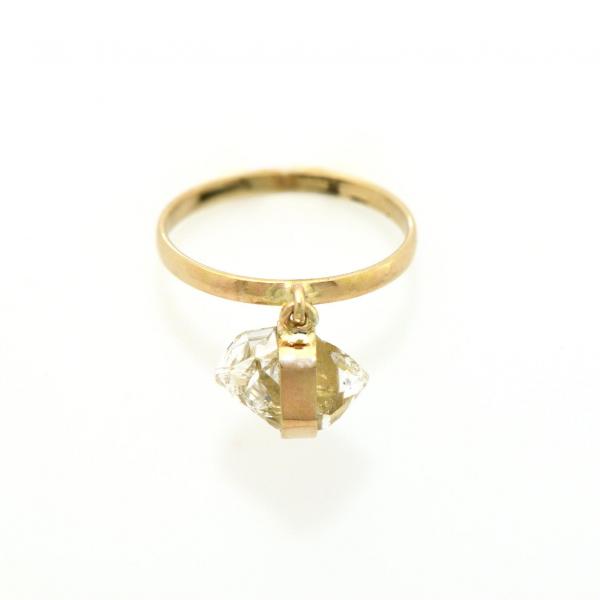Animated Herkimer Diamond Dangle Ring set in 14K Gold