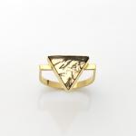 Natural Black Tourmaline in Quartz Ring in 14K Yellow Gold