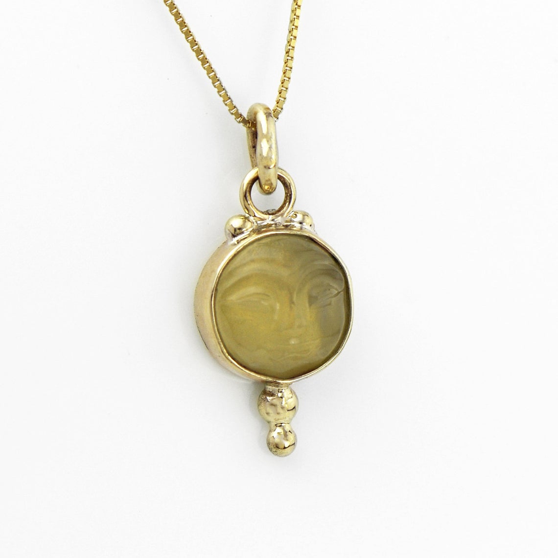 Buddha Moonstone Meditation Pendant 14k Gold picture