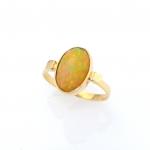 Faceted Ethiopian Welo Opal 2 Sqare Dot Ring in 14K Gold