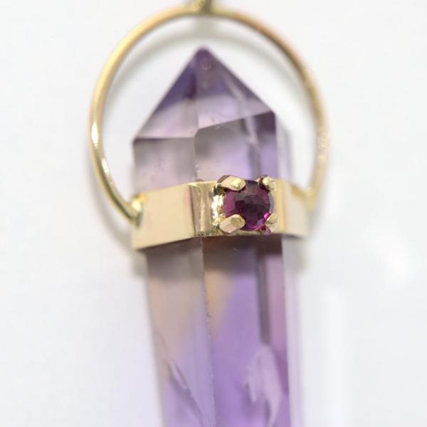 Natural Amethyst Handmade Pendant In 14K Solid Gold picture
