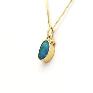 Glowing Australian Opal Necklace Backed With 14K picture