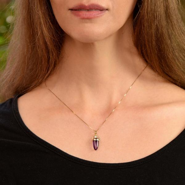 Natural Handmade Amethyst in14K Solid Gold with the Twinkle of White Topaz picture