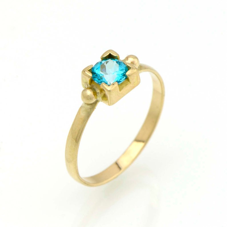 Paraiba Topaz Ring in 14K Yellow Gold picture