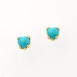 Heart Shaped Turquoise Stud Earrings in 14K Gold