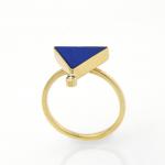 Triangle Lapis and Diamond Ring in 14K Yellow Gold