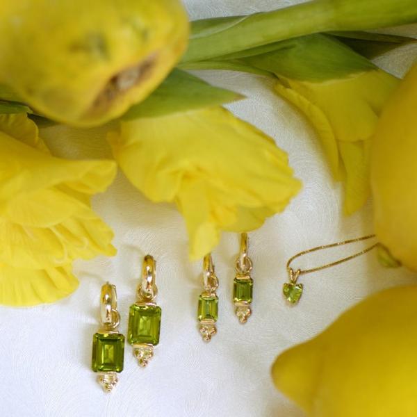 Peridot Hoop Earrings in 14K Yellow Gold picture