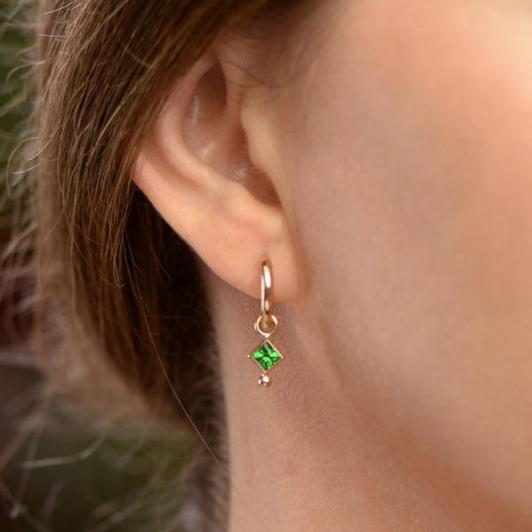 Green Garnet Earrings in 14K Gold picture