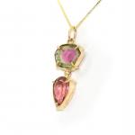 Sweet Handmade Watermelon Tourmaline and Luscious Pink Tourmaline Pear Cut14K