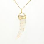 Spiritual Calming Natural Rutilated Quartz Pendant In 14k Cat's Claw