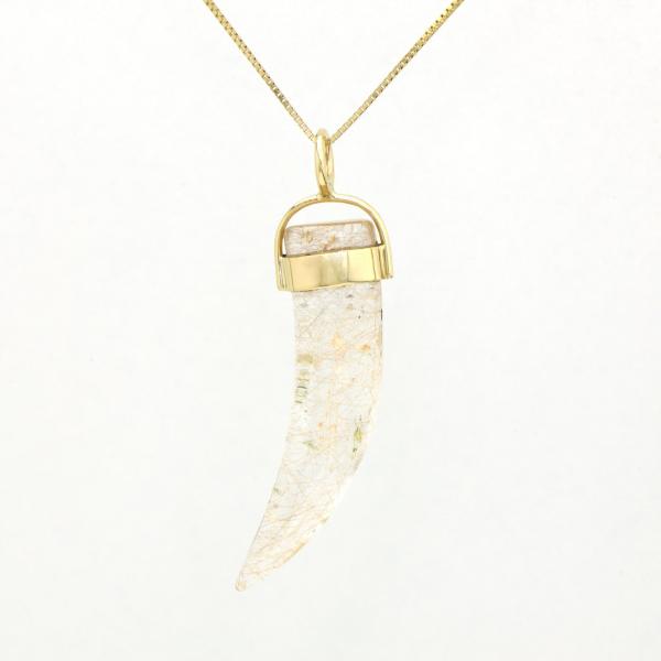 Spiritual Calming Natural Rutilated Quartz Pendant In 14k Cat's Claw