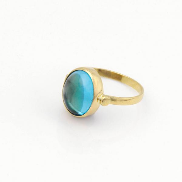 London Blue Topaz Ring set in 14K Yellow Gold picture