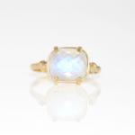 Faceted Blue Sheen Moonstone in 14k Yellow Gold