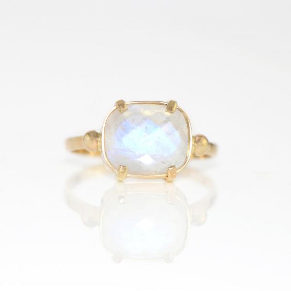 Faceted Blue Sheen Moonstone in 14k Yellow Gold picture