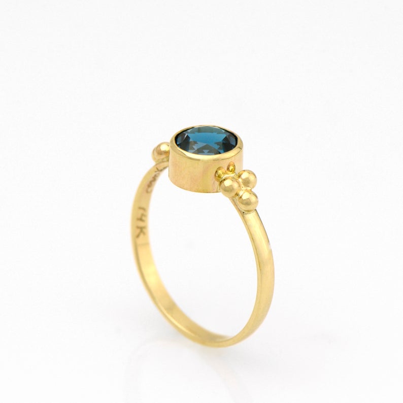 London Blue Topaz Ring set in 14K Yellow Gold picture