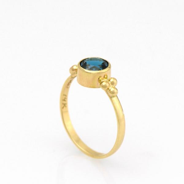 London Blue Topaz Ring set in 14K Yellow Gold picture