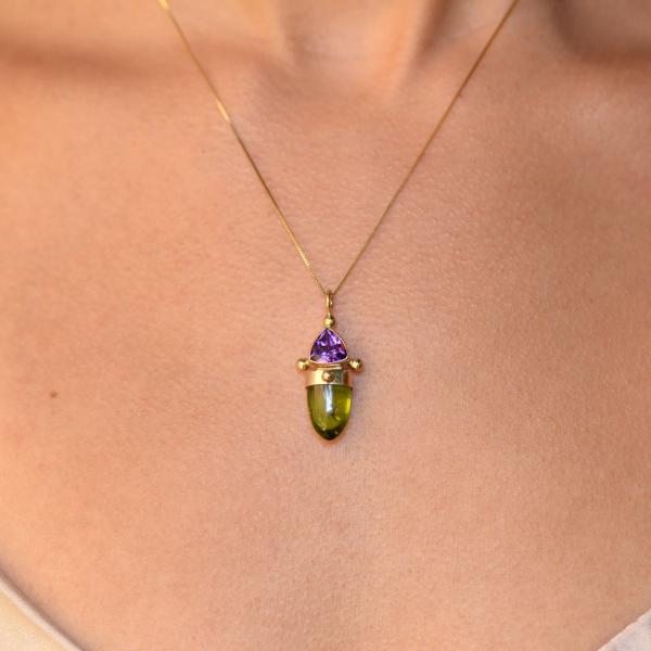 Elegant Peridot & Amethyst Pendant picture