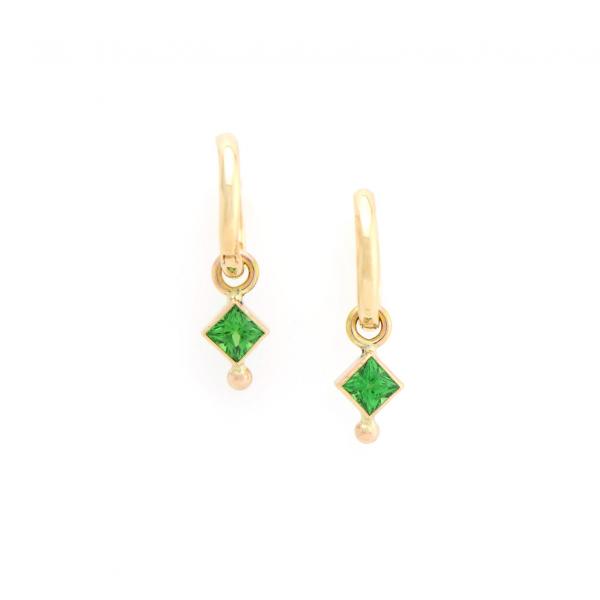 Green Garnet Earrings in 14K Gold