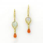 Welo Opal & Carnelian Drop Euro Hoop Earrings In 14K Gold