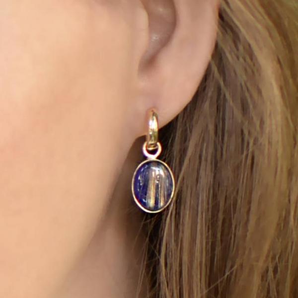 Rutilated Quartz & Lapis Earrings in 14K picture