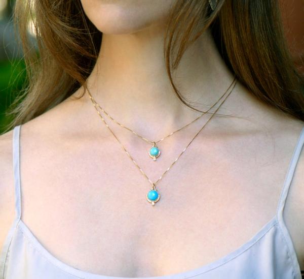 Sleeping Beauty Turquoise Necklace in 14K picture