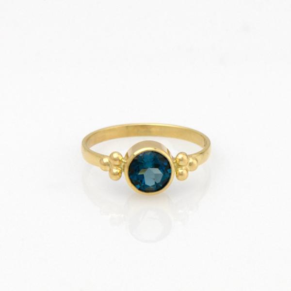 London Blue Topaz Ring set in 14K Yellow Gold