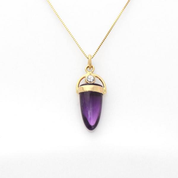 Natural Handmade Amethyst in14K Solid Gold with the Twinkle of White Topaz