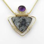 Astounding Agate With Amethyst & Diamonds Handmade In 14K