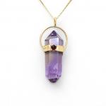 Natural Amethyst Handmade Pendant In 14K Solid Gold