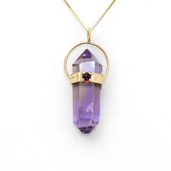 Natural Amethyst Handmade Pendant In 14K Solid Gold picture