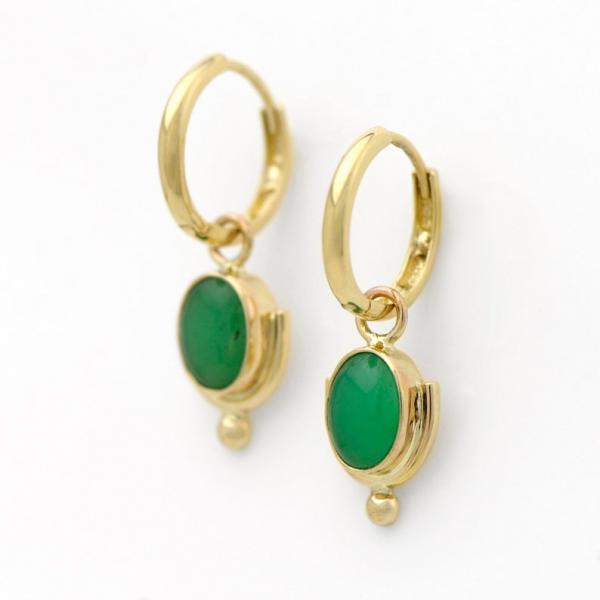 Green Chrysoprase Earrings in 14K Gold picture